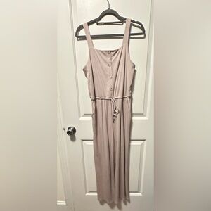 Tan ribbed cotton jumpsuit size large petite